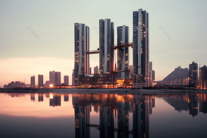 元素城市建筑夜景黄昏下的繁华的广场,高清,摄影图,摄影图片,图片大全,摄影图免费下载